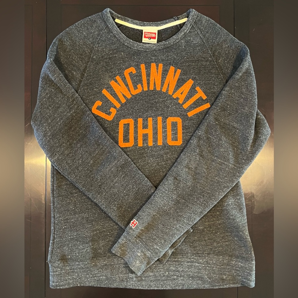 Homage - Men's Heather Gray "Cincinnati, Ohio" Bengals Crewneck - Size L